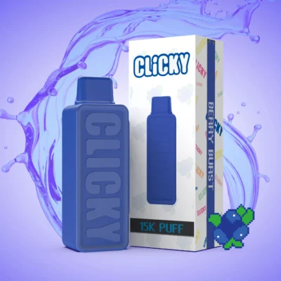 Berry Burst disposable vape pod featuring a vibrant design with a mix of strawberries, blueberries, and raspberries for a fruity, refreshing experience.